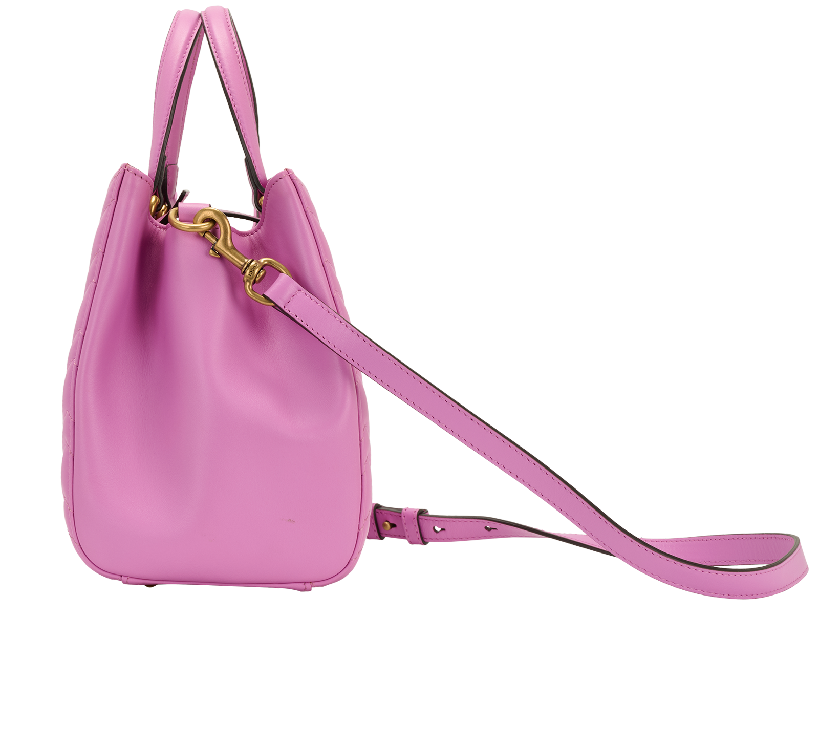 Small GG Marmont Chevron Tote, &pound;850, Handbags, Pink, Leather, Bottom view